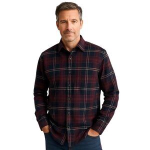 Orvis Mens Plaid Shirt Burgundy Size M